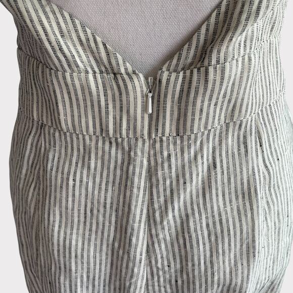 Stevie May Elm Pantsuit 100% Linen Wide Leg Jumpsuit Pin Stripe Eyelet Trim L - Picture 8 of 11